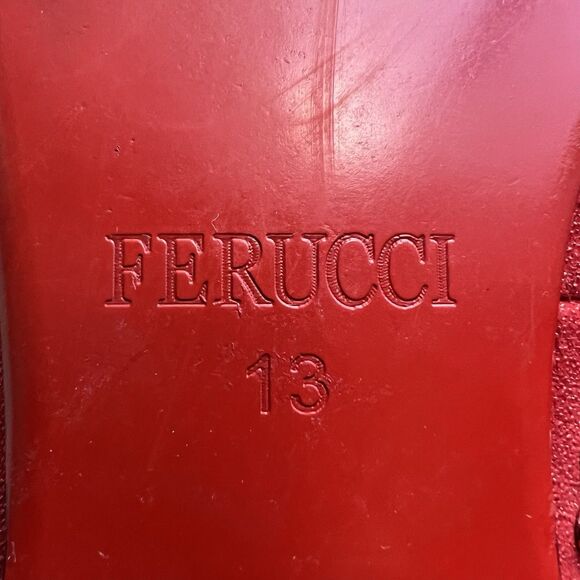 Ferucci Red Spike Rivet Flat Slip On Loafers Men 13 Art To Wear Slipper‎ Bling